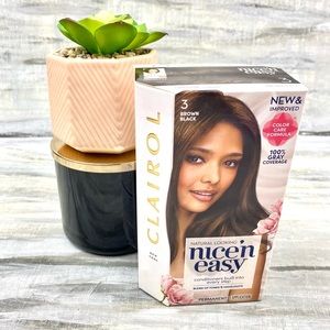 NWT Clairol Nice ‘n Easy Brown Black Permanent Hair Color Gray Coverage Box NIB